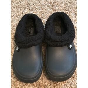 Crocs Black Dual Comfort Clogs Mens 6 Womens 8 Removable Liner Cozy Warm Unisex